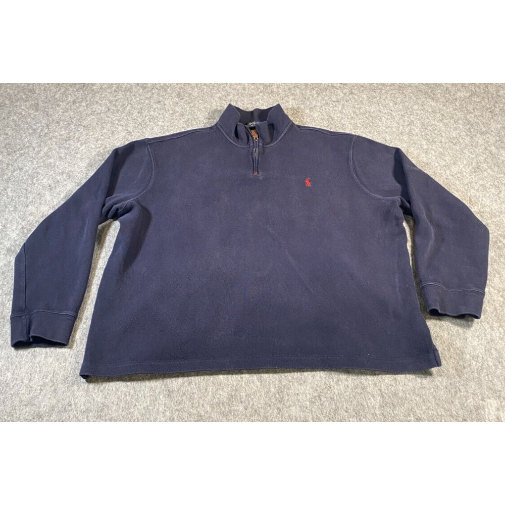 Polo Ralph Lauren Sweater Mens XXL 1/4 zip Pullover Long Sleeve Navy Blue